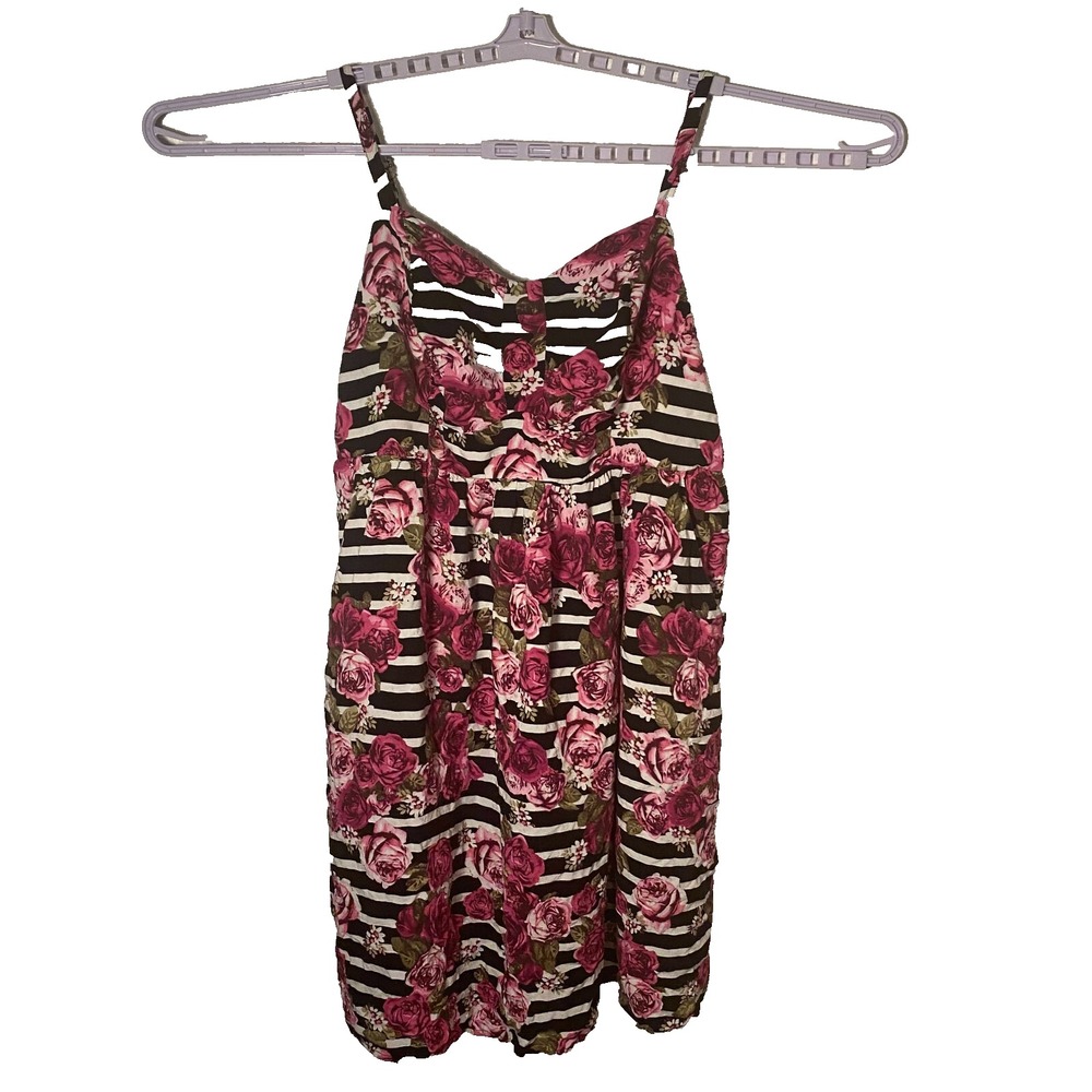 Torrid Womens Multicolor Rayon Striped Floral‎ Adjustable Strap Mini Dress Sz 2X